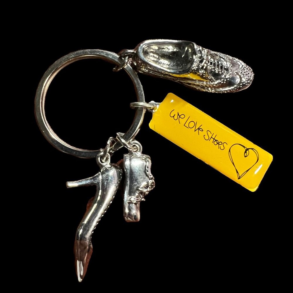 Nordstom Key Ring Chain Fob‎ Silver Tone We Love Shoes Charms Vintage